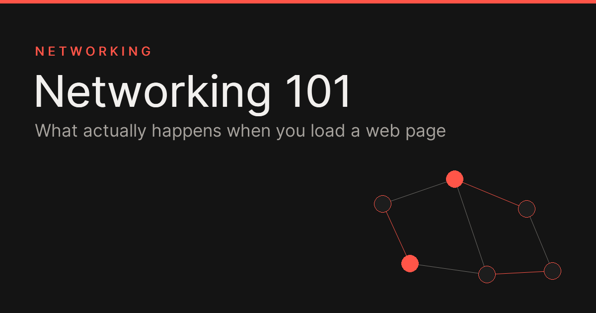Abstract network of nodes representing a web request